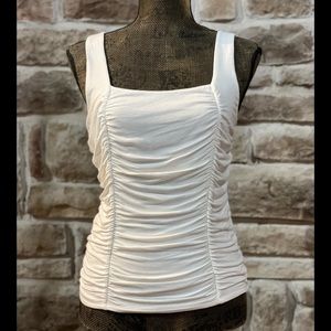 Express- White Ruched Tank, Size L
